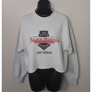 Vintage 90s Palace Station Casino Women’s Large Sweatshirt DIY Boyfriend Crop